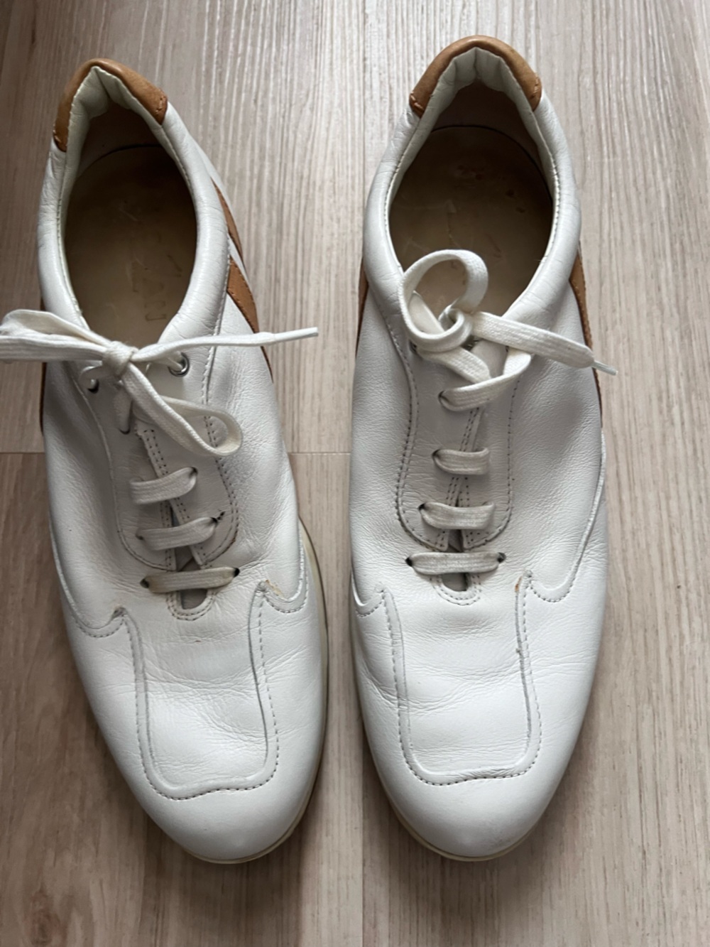 HOGAN Women’s White Leather Sneakers – Size 38.5 Size 8.5